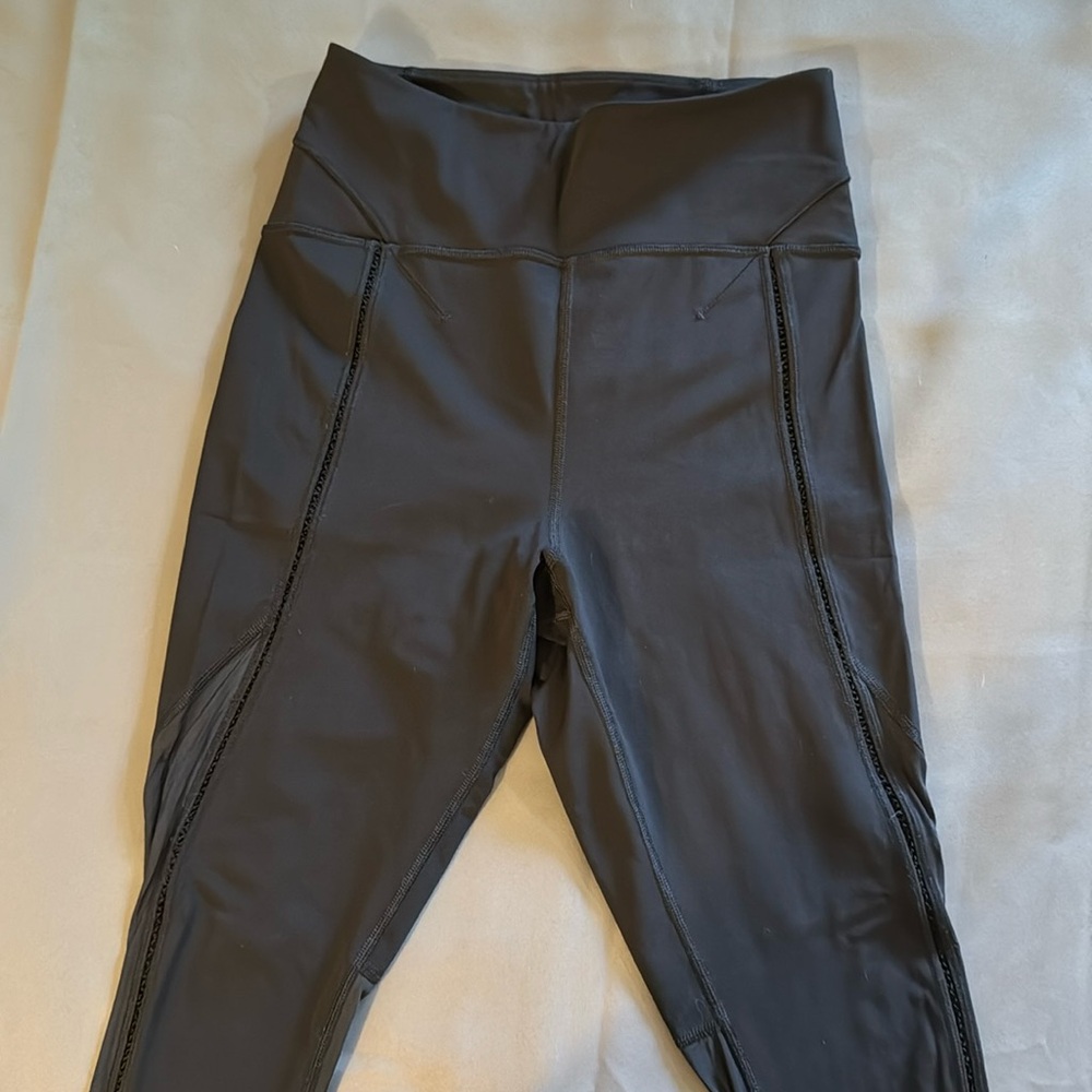 Lululemon leggings, mesh & see through details, full length, size 6, black